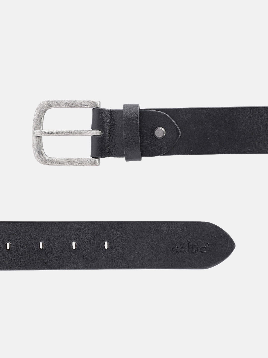 Unisex Handcrafted Black Leather Belt With Geometric Woven Strap And Antique Metal Buckle. LB-863