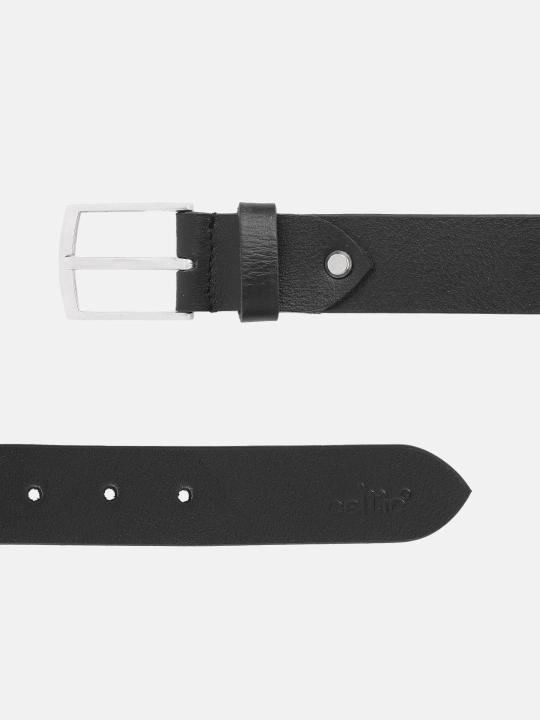 Genuine Leather Black Waist Accessory Chrome Buckle Formal Casual Style