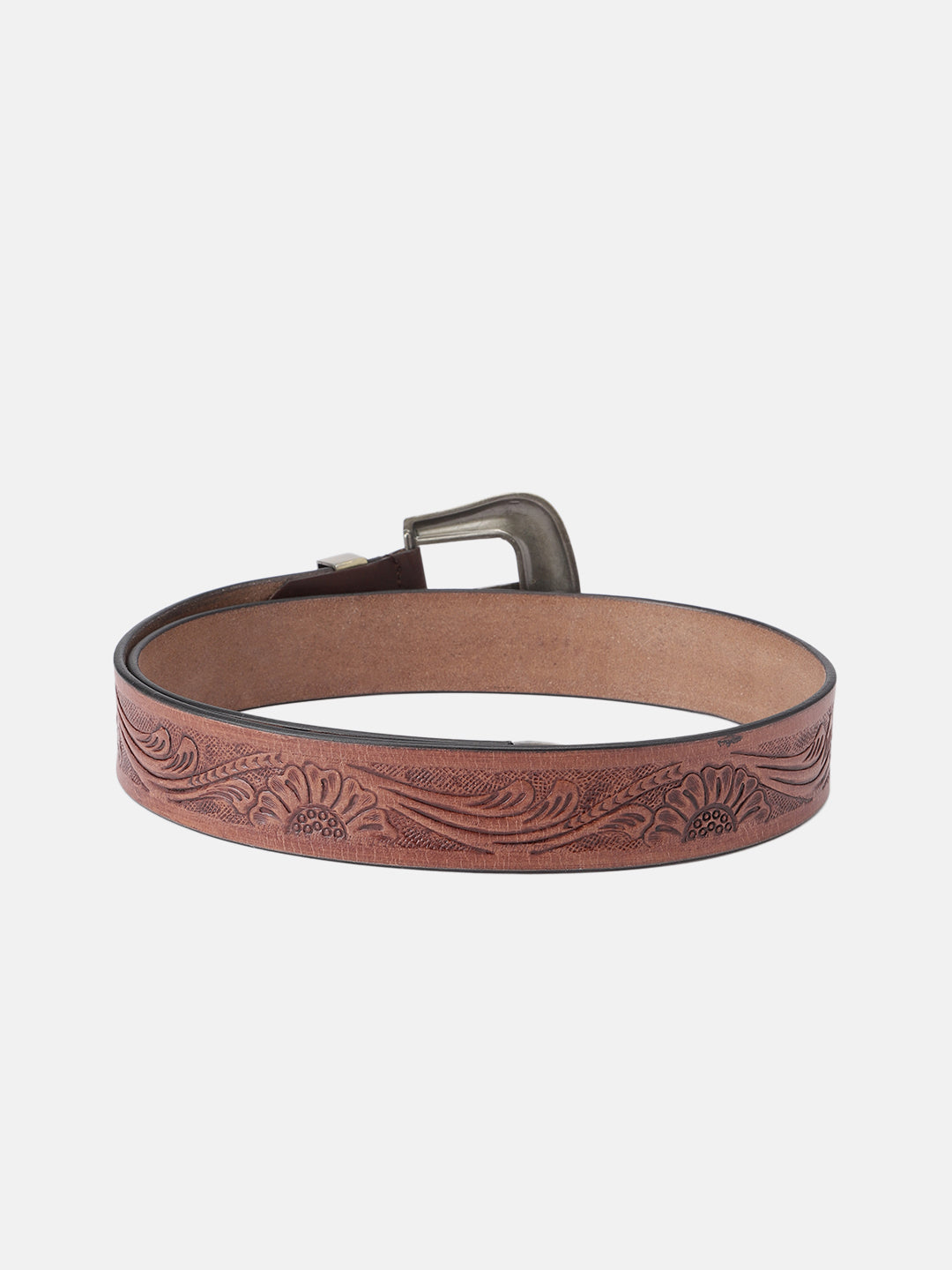 Genuine Leather Embossed Western Waist Accessory Ornate Buckle Tip
