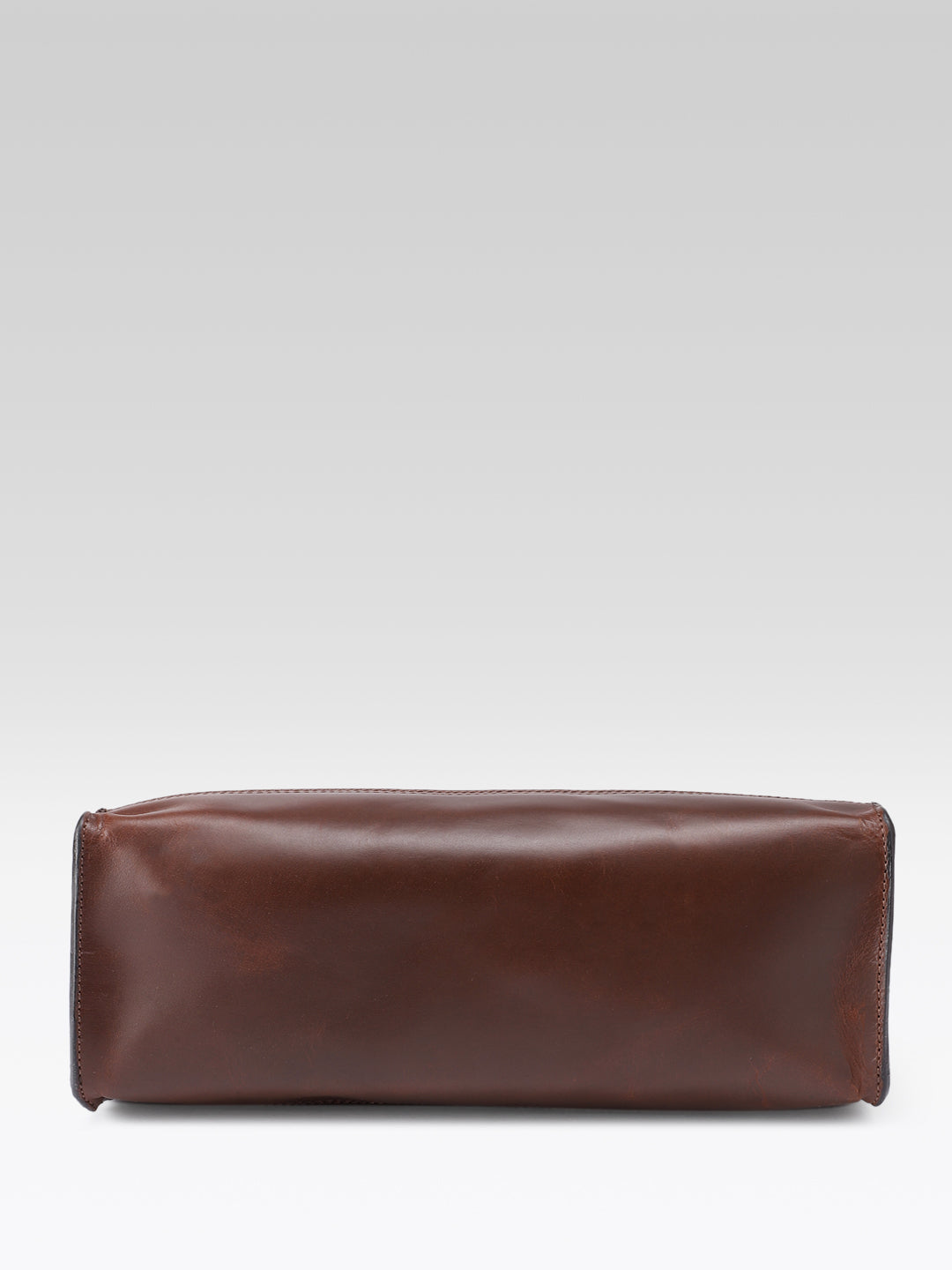 Premium Genuine Leather Structured Shopper Tote with Dual Compartments & Snap Closure
