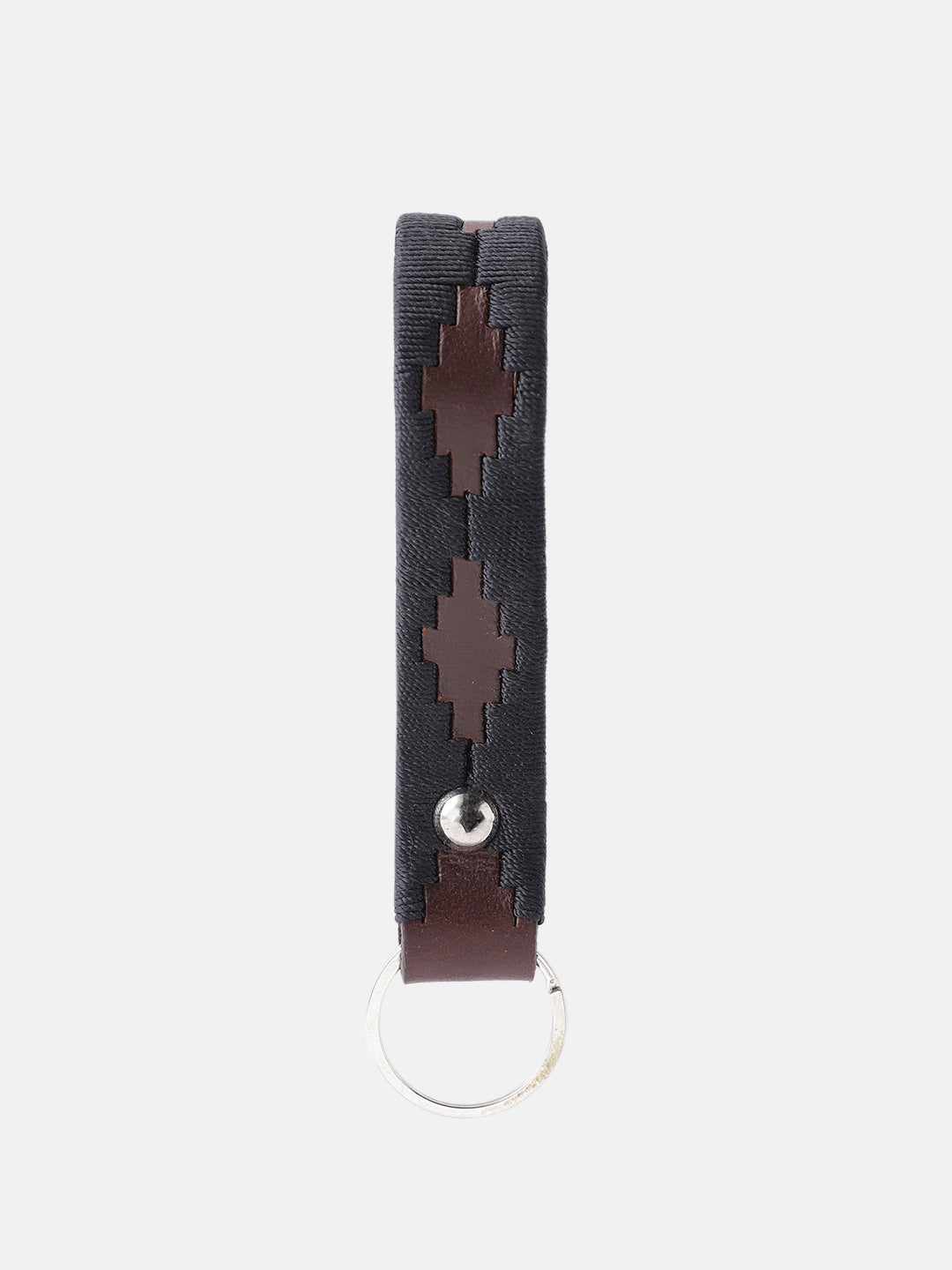 Unisex Handcrafted Leather Fabric Belt With Geometric Pattern Matte Black Buckle. LB-869