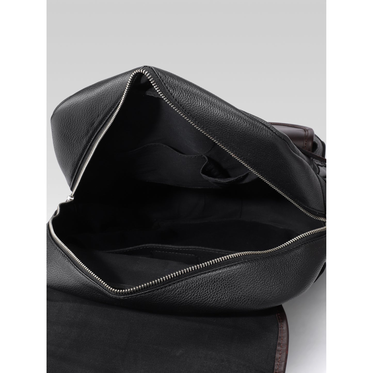 Premium Genuine Leather Laptop Backpack with Dual Buckle Design, Multiple Zip Pockets