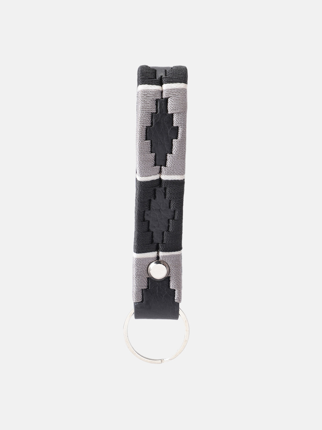 Unisex Handcrafted Black Leather Belt With Geometric Woven Strap And Antique Metal Buckle. LB-863