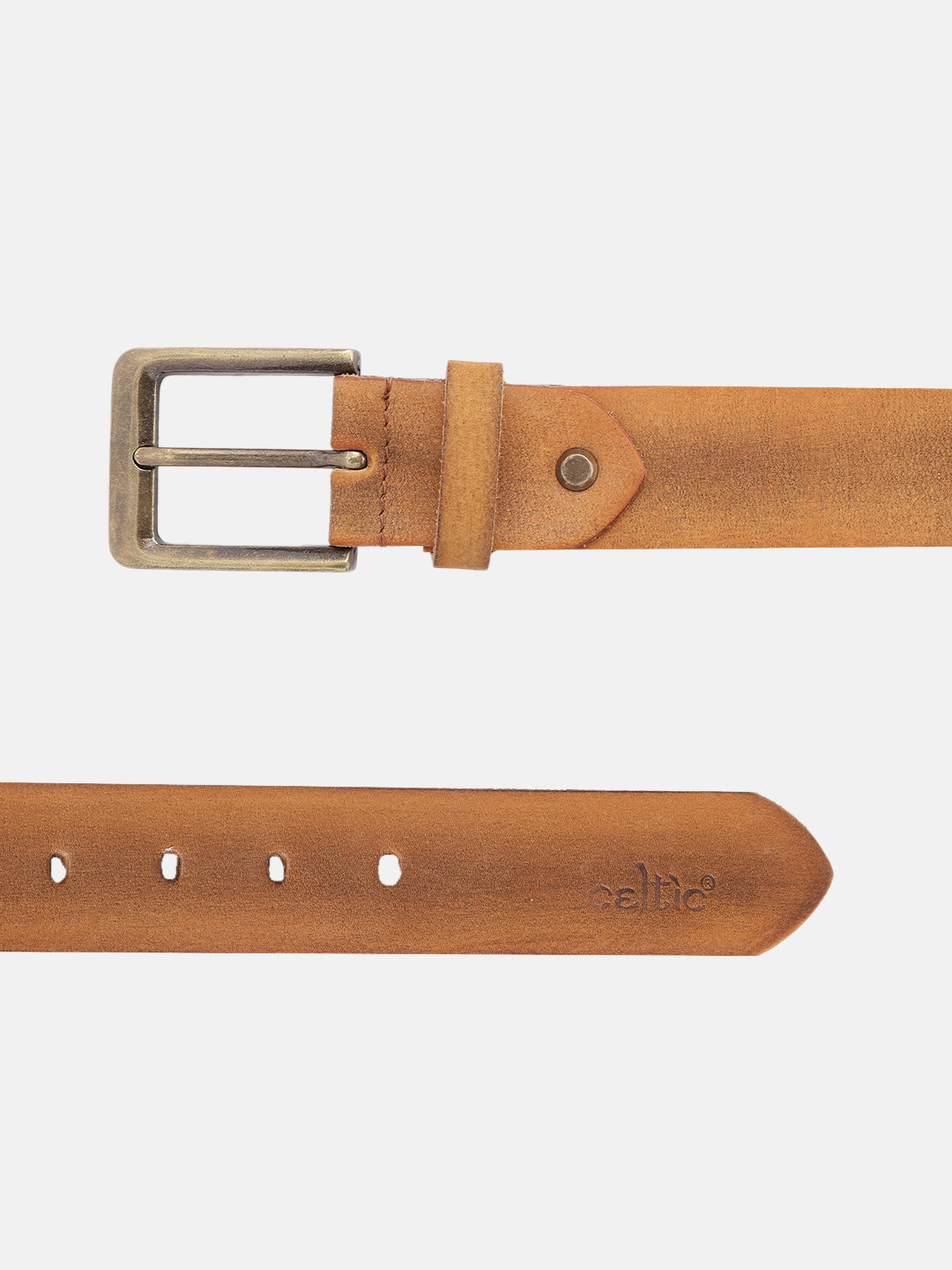 Premium Leather Tan Belt with Antique Buckle