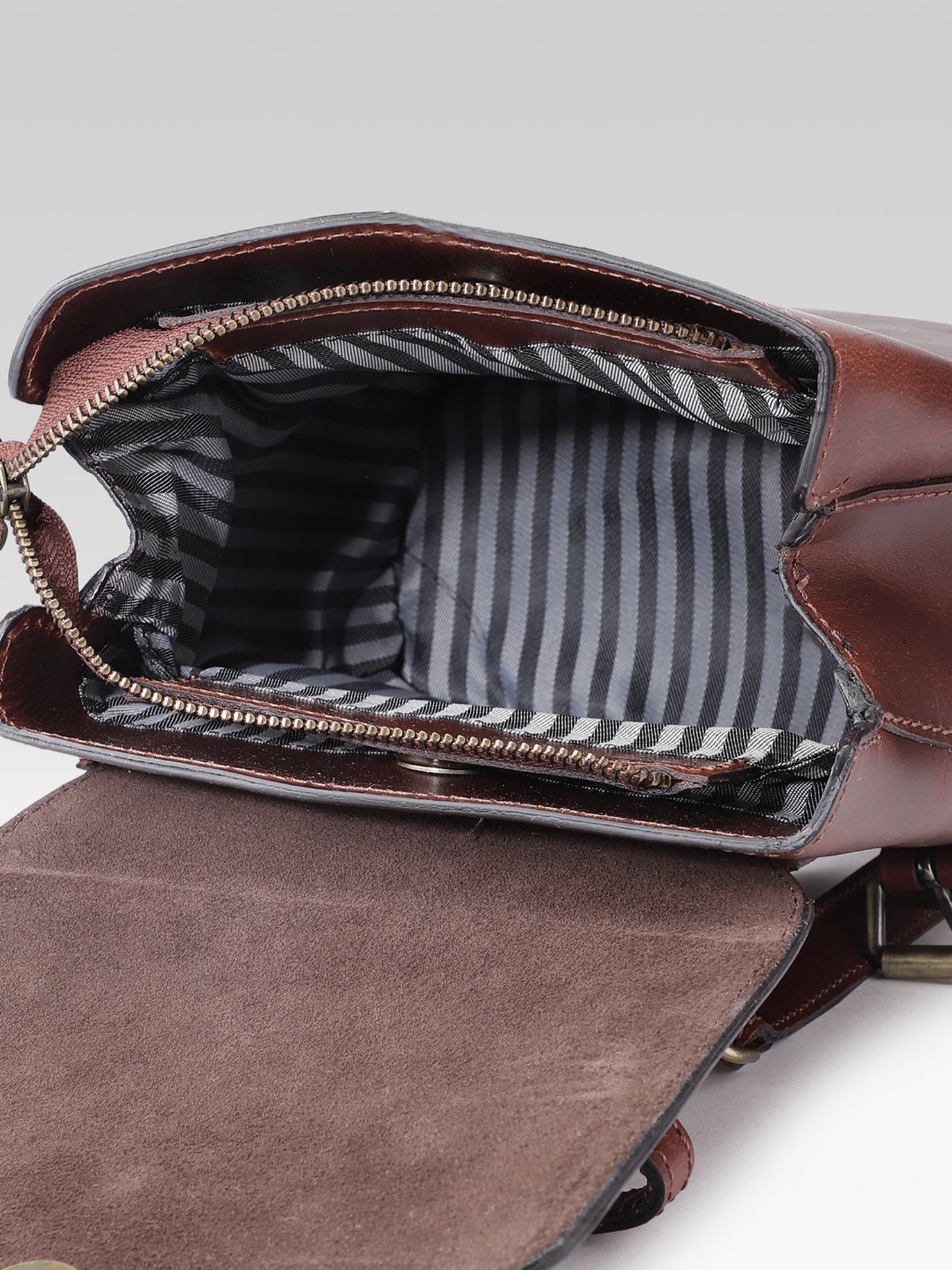 Premium Genuine Leather Mini Backpack for Women with Flap Closure