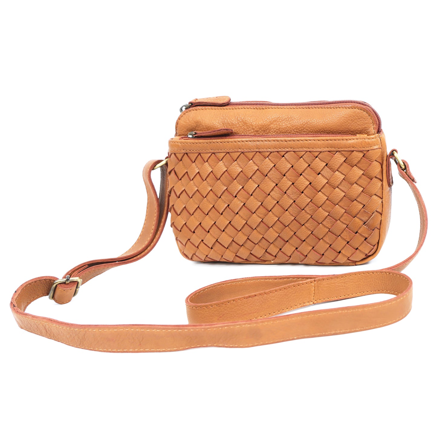 Tan Premium Leather Sling Bag – Trending Compact Bag for Daily Use ART: BG-1641