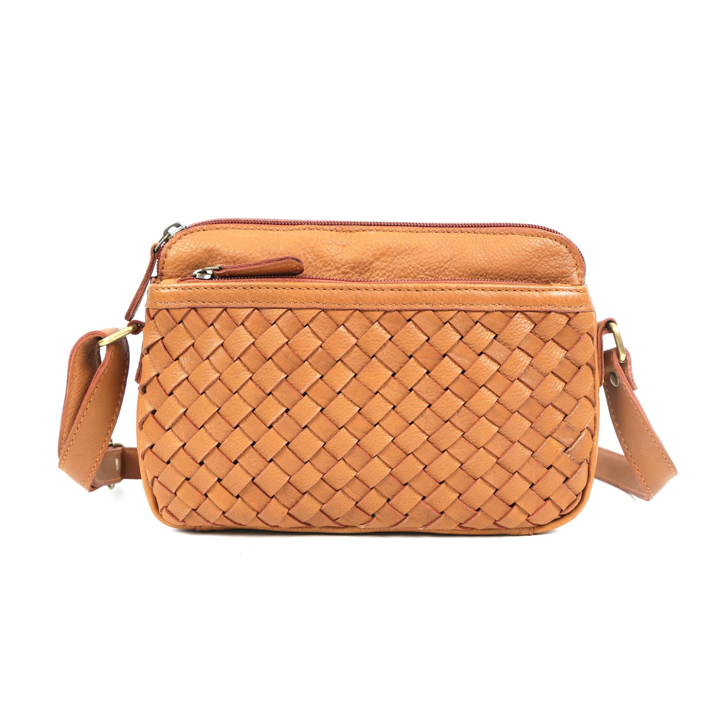 Tan Premium Leather Sling Bag – Trending Compact Bag for Daily Use ART: BG-1641