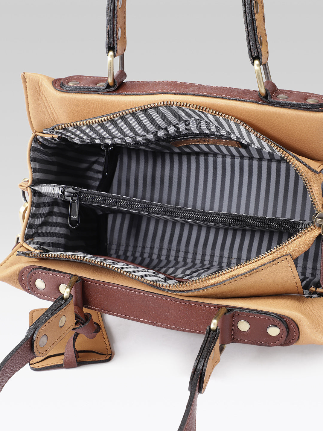 Premium Genuine Tan Leather 3-Piece Handbag Combo with Crossbody & Clutch