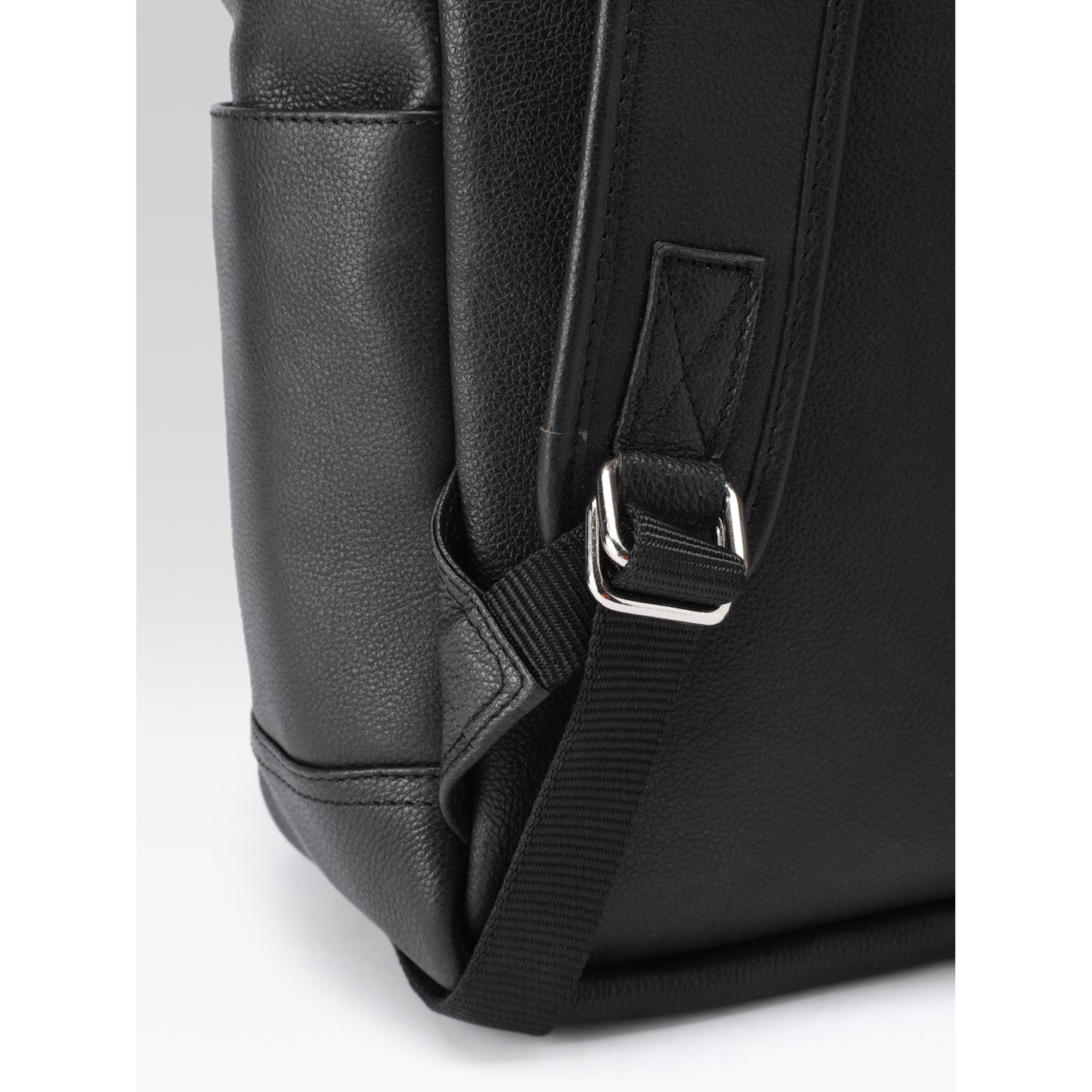 Premium Genuine Leather Laptop Backpack with Dual Buckle Design, Multiple Zip Pockets