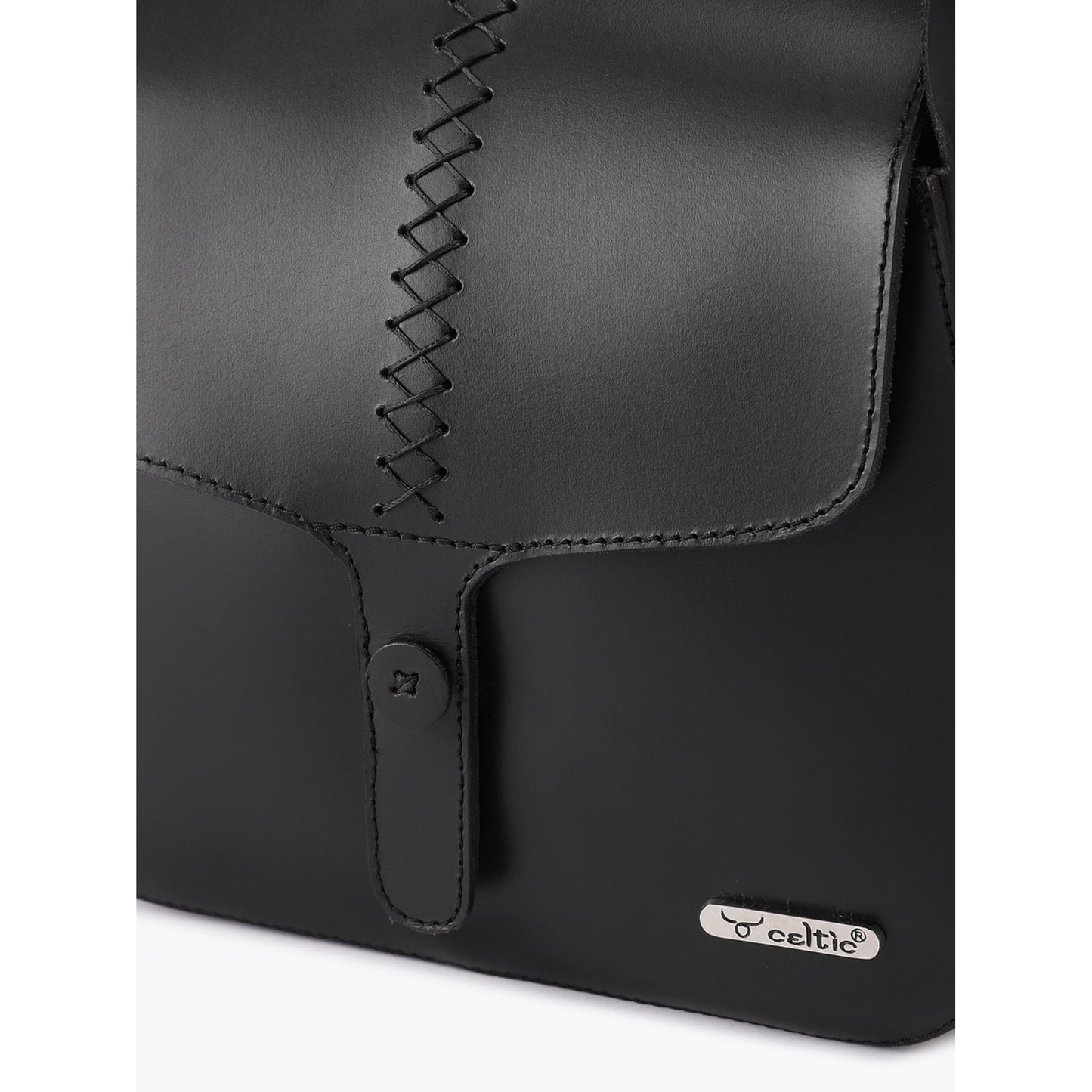 Premium Genuine Leather Sling Bag with Hand-Stitched Detail & Adjustable Strap