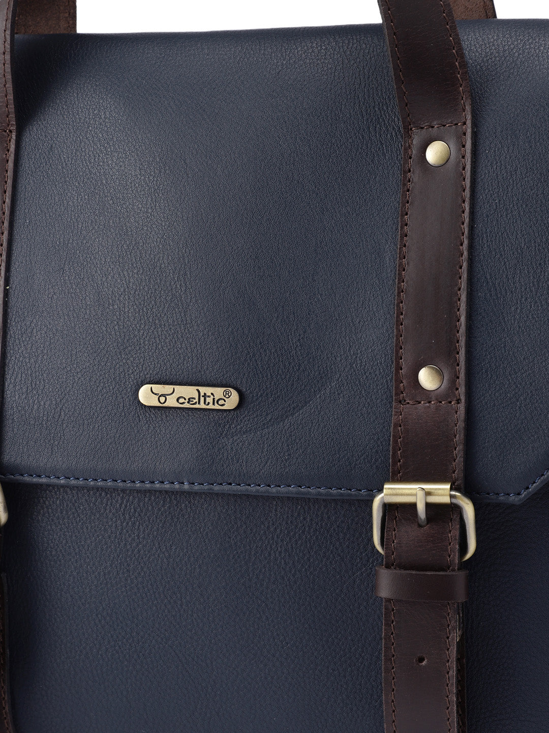 Premium Genuine Leather Office Laptop Bag with Tablet Sleeve & Adjustable Strap
