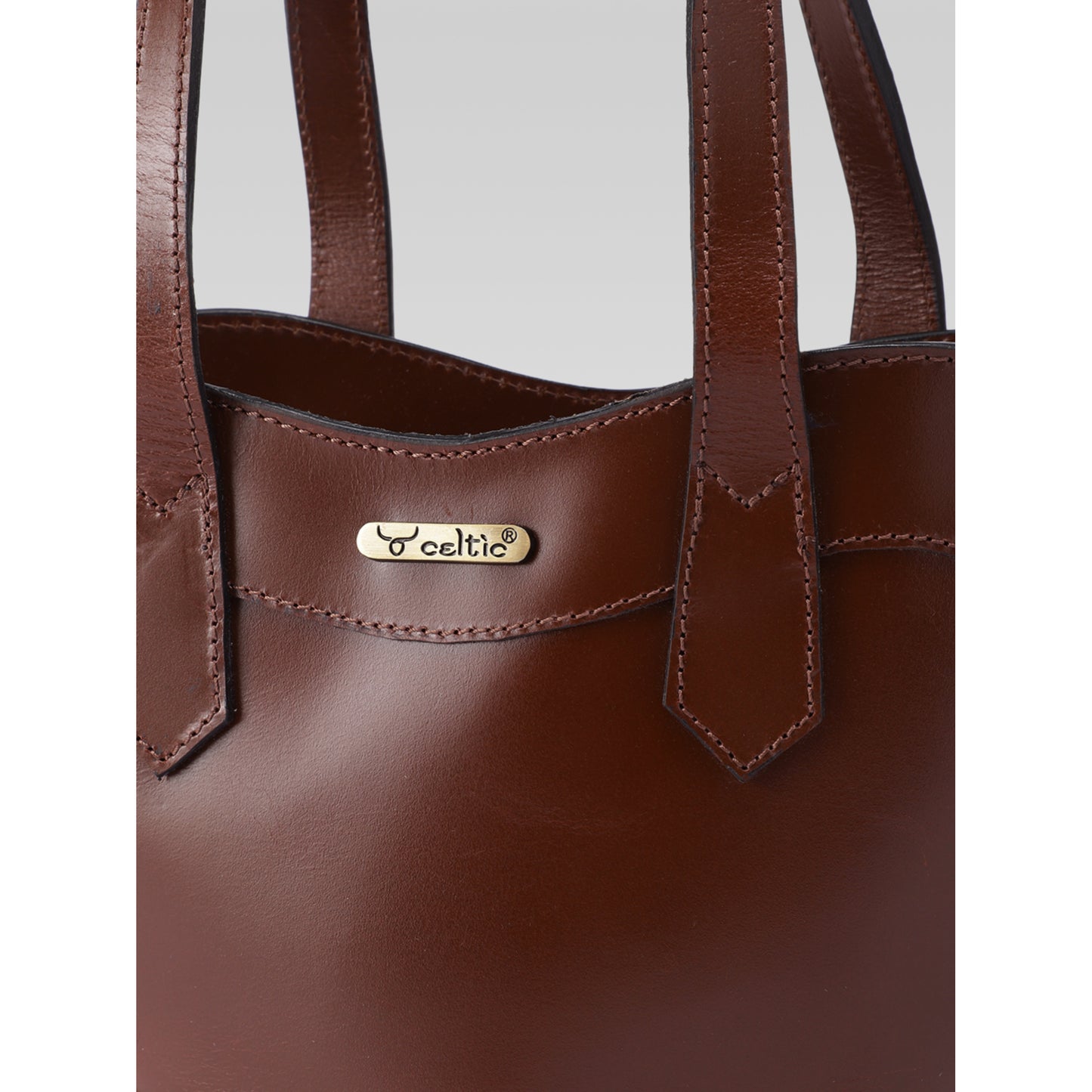 Premium Genuine Leather Mini Tote Bag with Dual Handles & Detachable Shoulder Strap