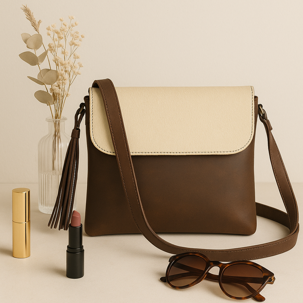 White And Tabaco Color Sling Bag