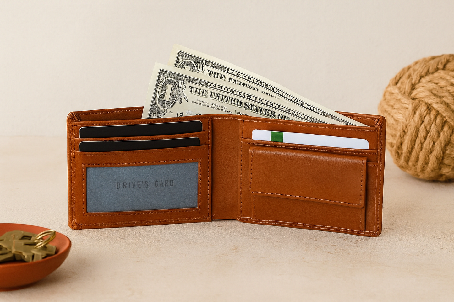 Tan Color Pure Leather Wallet For Men, Art:- LA-1393