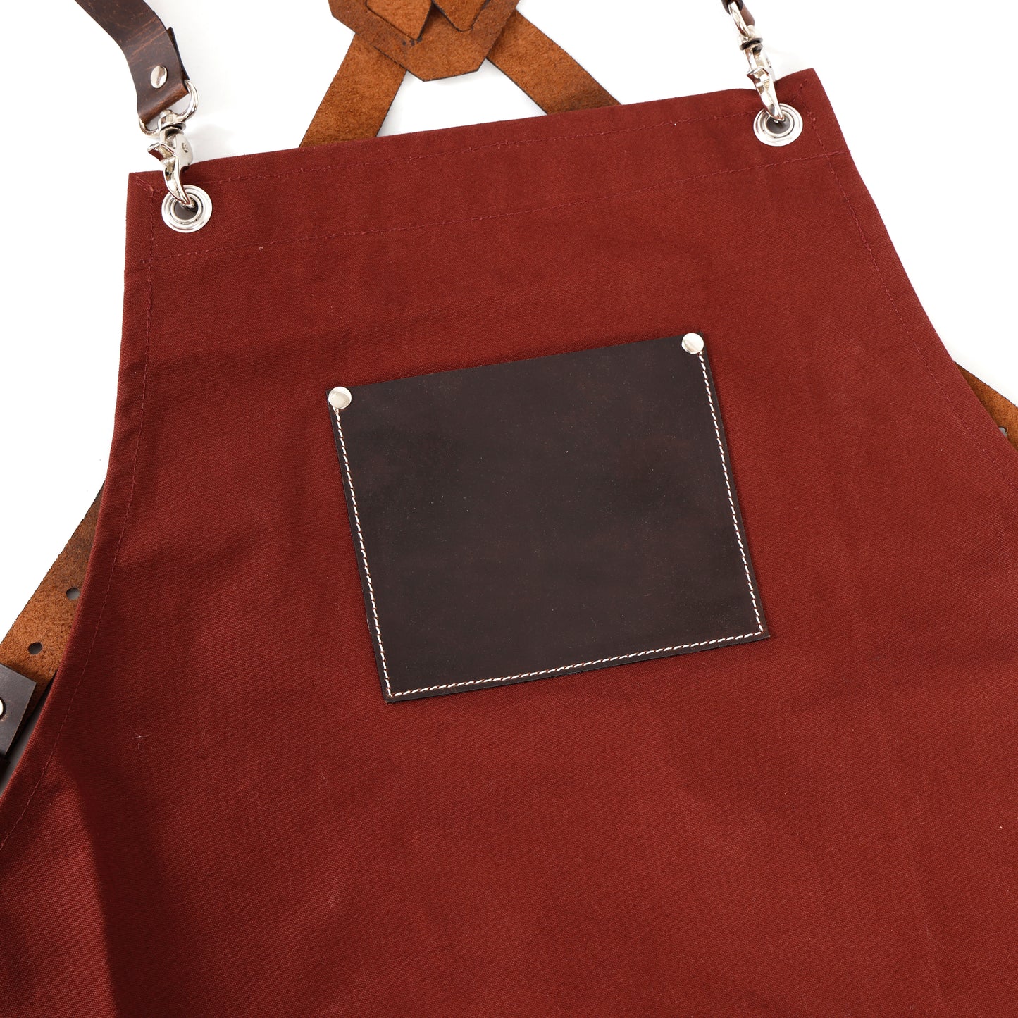 Premium Genuine Leather & Canvas Bib Apron – With Snap Button