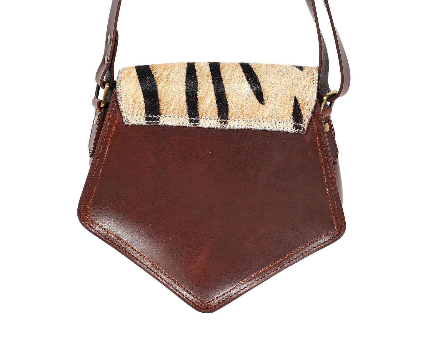  brown color pure leather with hair on leather sling bag for women and girls | Party wear - INDIA