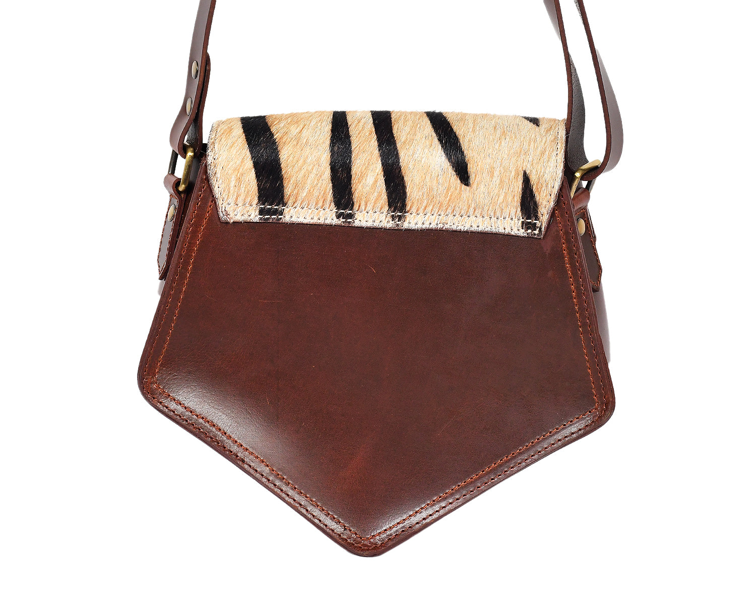  brown color pure leather with hair on leather sling bag for women and girls | Party wear - INDIA