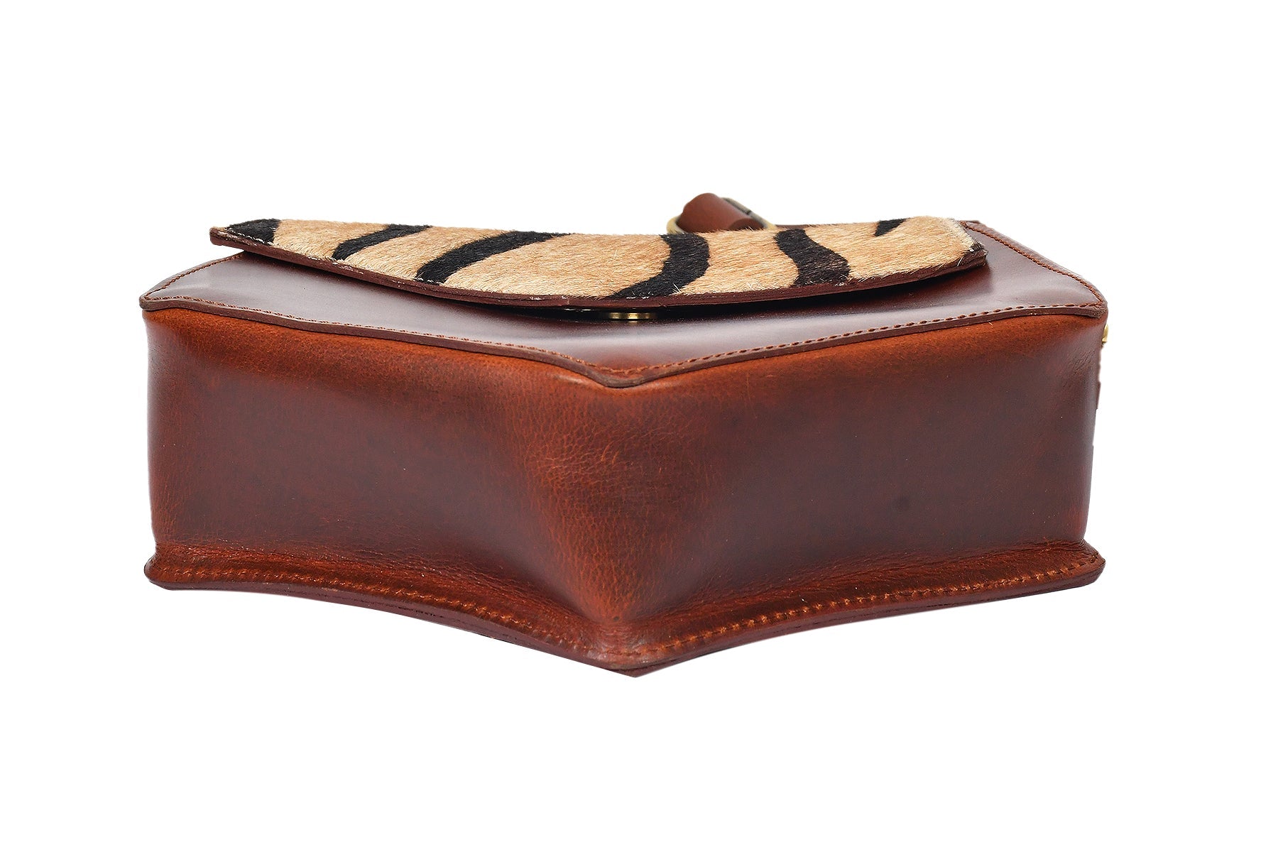  brown color pure leather with hair on leather sling bag for women and girls | Party wear - INDIA