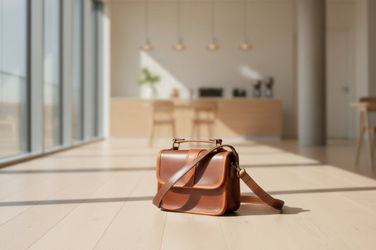  brown color pure leather sling bag with glorious design for women and girls | Party wear . - INDIA