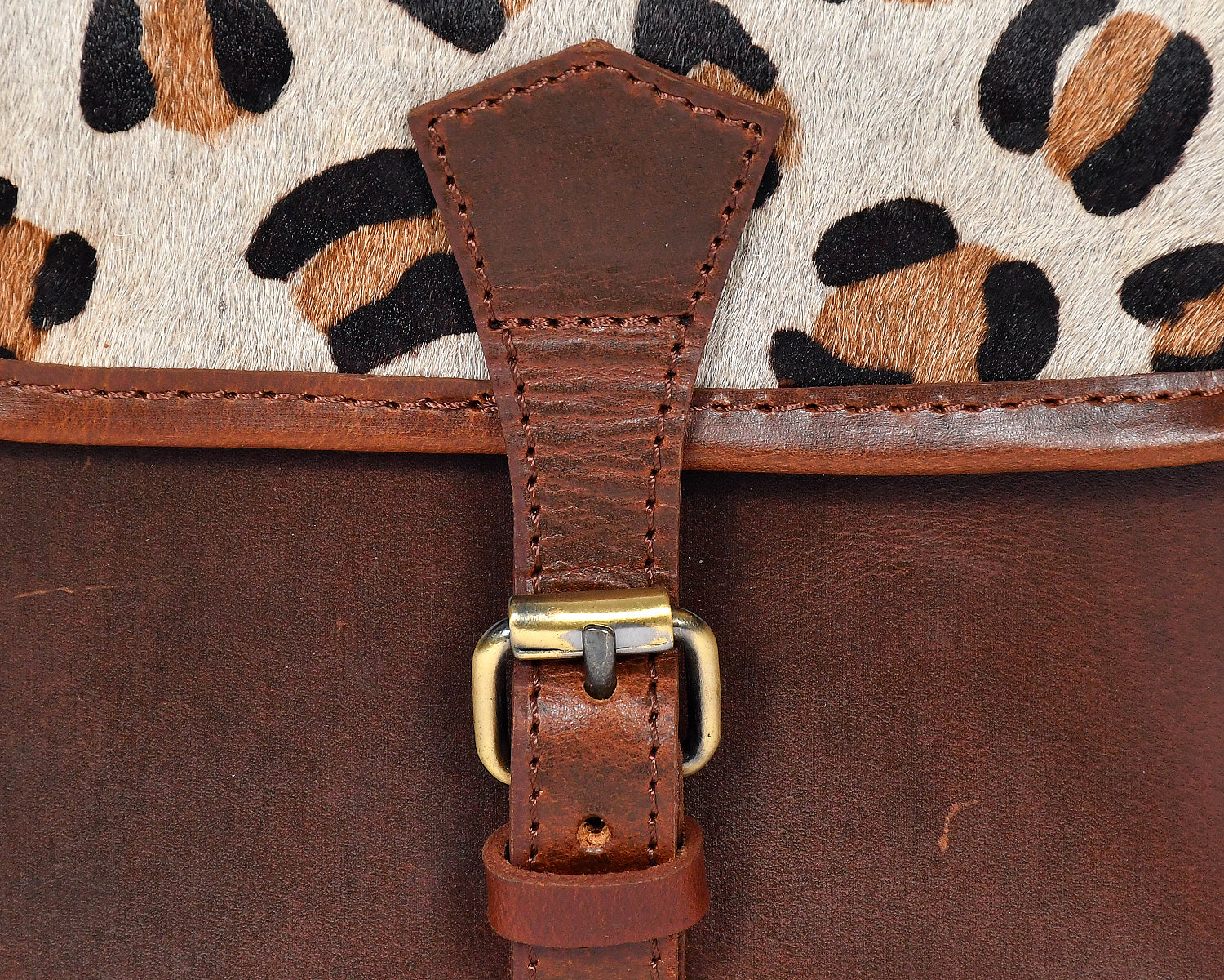  brown color leather with hair on leather sling bag for women and girls | Party wear . - INDIA