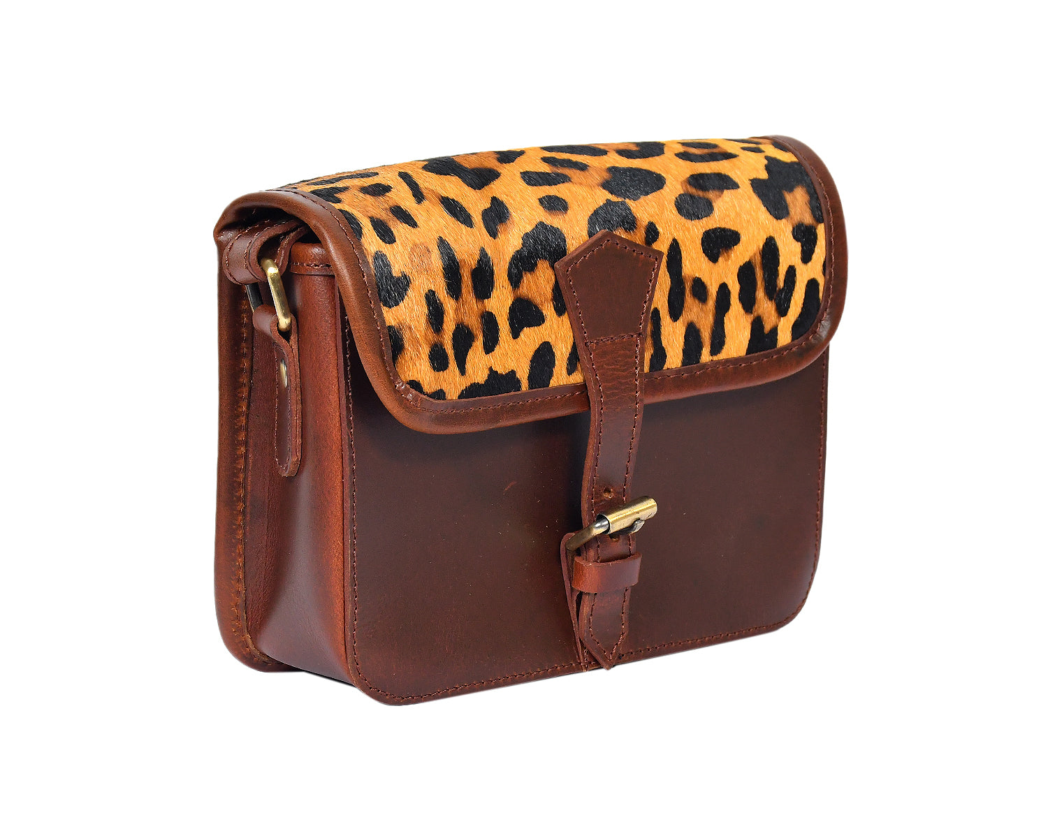  brown color pure leather with hair on leather sling bag for women and girls | Party wear - INDIA
