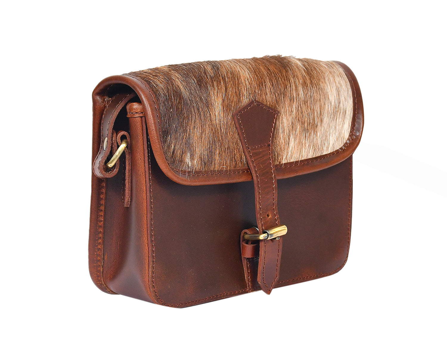  brown color pure leather with light brown color hair on leather sling bag for women and girls | Party wear . - INDIA