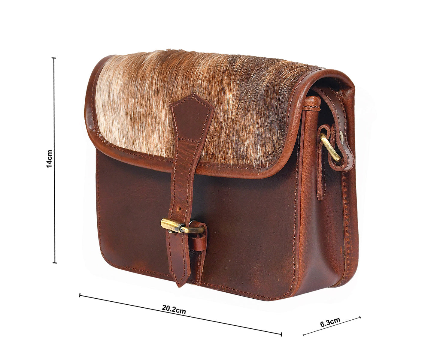  brown color pure leather with light brown color hair on leather sling bag for women and girls | Party wear . - INDIA