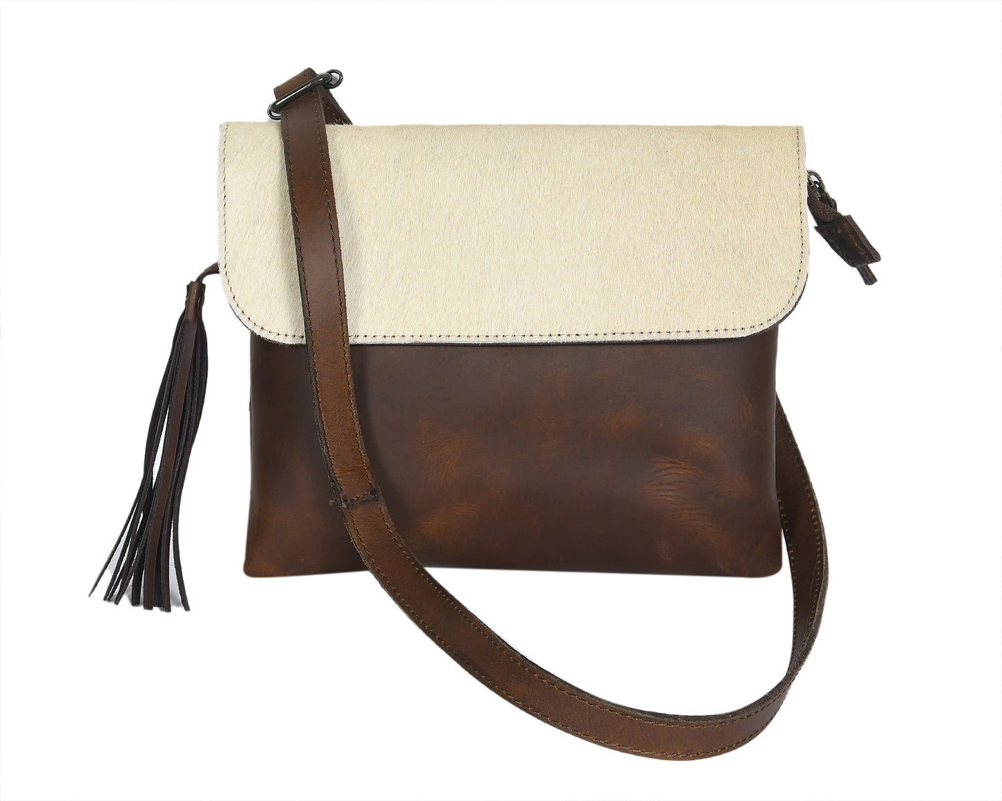  White And Tabaco Color Sling Bag - INDIA