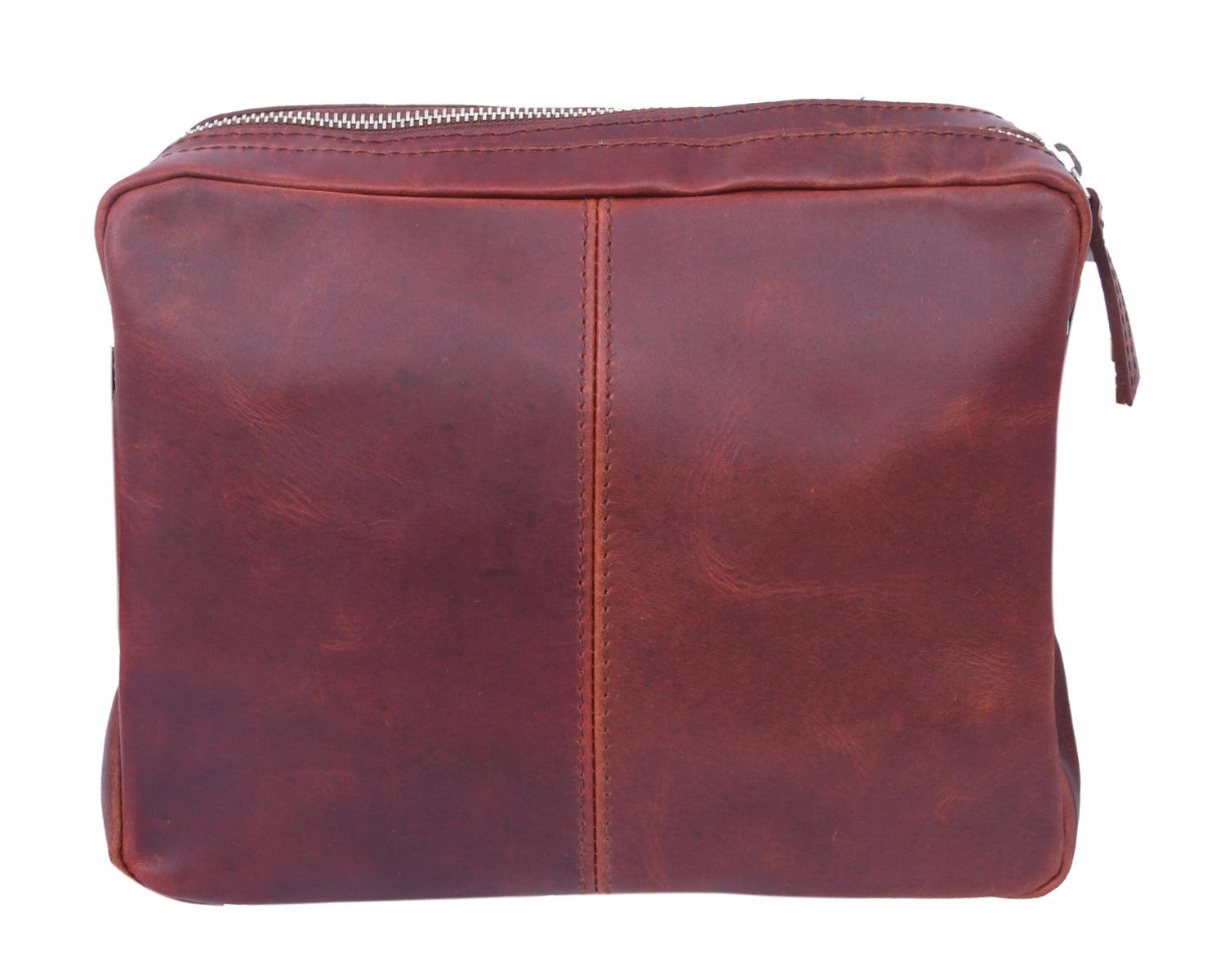  Buff Premium Leather Compact Shoulder Satchel Bag For Men With Extra Storage and Durable Build Quality (Brown) - INDIA