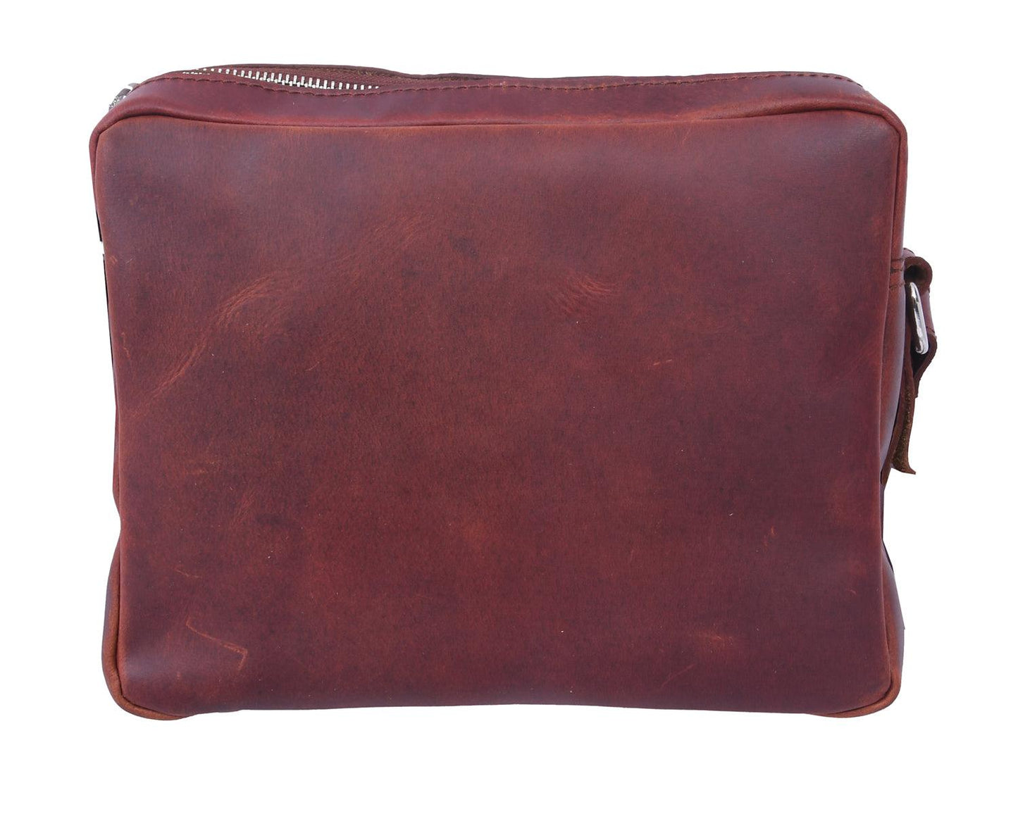  Buff Premium Leather Compact Shoulder Satchel Bag For Men With Extra Storage and Durable Build Quality (Brown) - INDIA