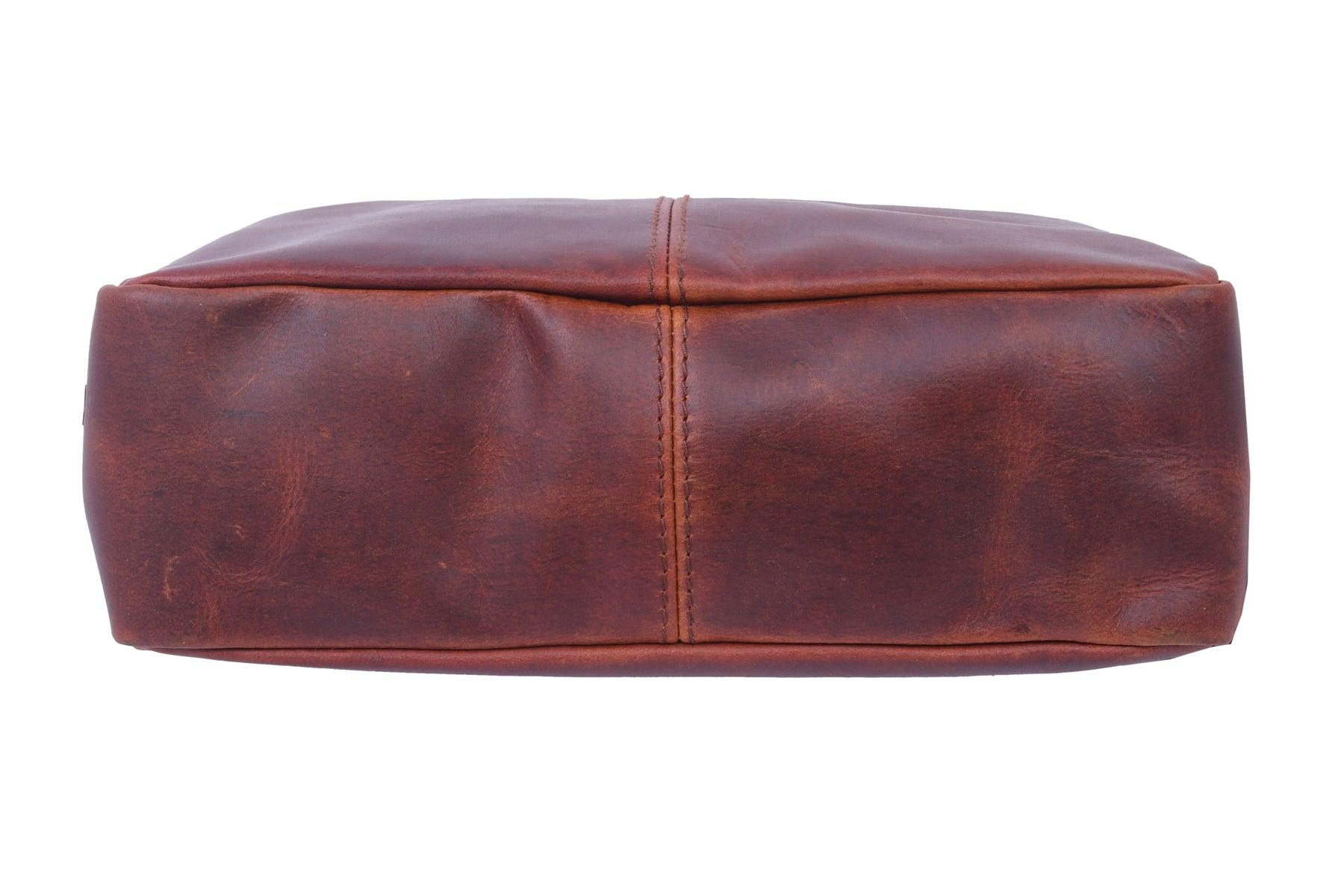  Buff Premium Leather Compact Shoulder Satchel Bag For Men With Extra Storage and Durable Build Quality (Brown) - INDIA