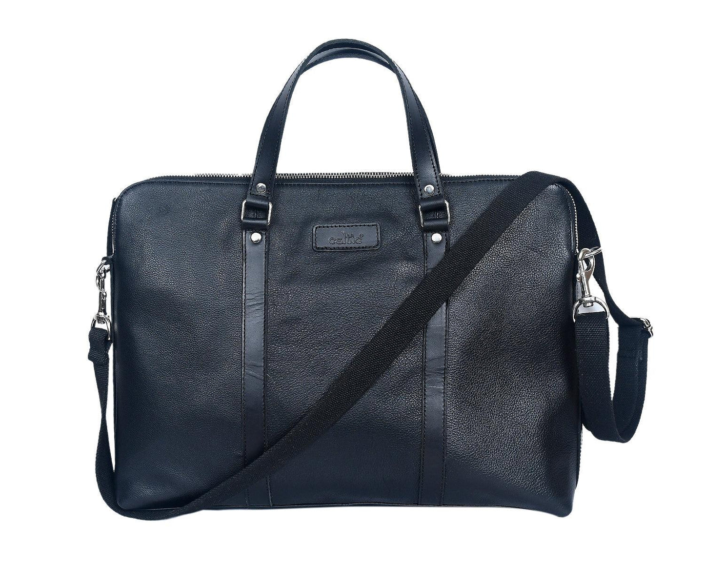  black color pure leather laptop bag for office use with shoulder strap - INDIA
