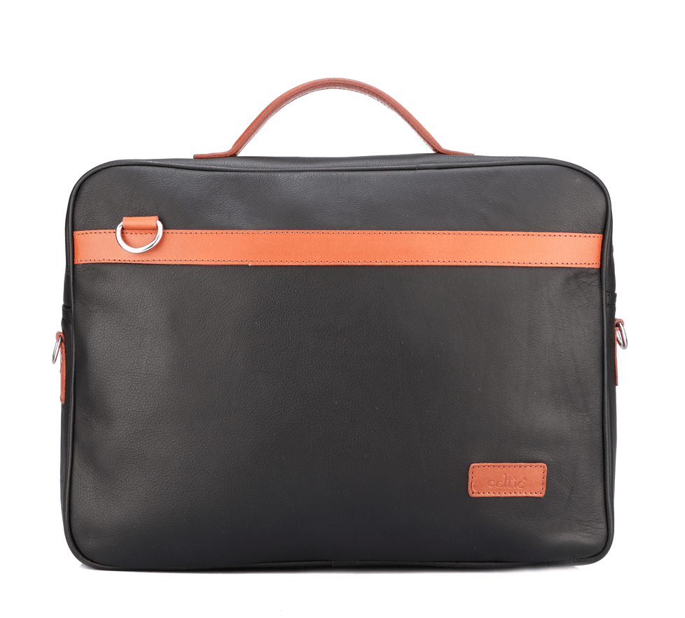  black color pure leather laptop bag for office use with delightful and elegant look - INDIA