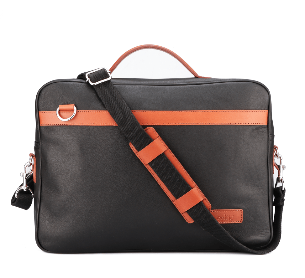  black color pure leather laptop bag for office use with delightful and elegant look - INDIA