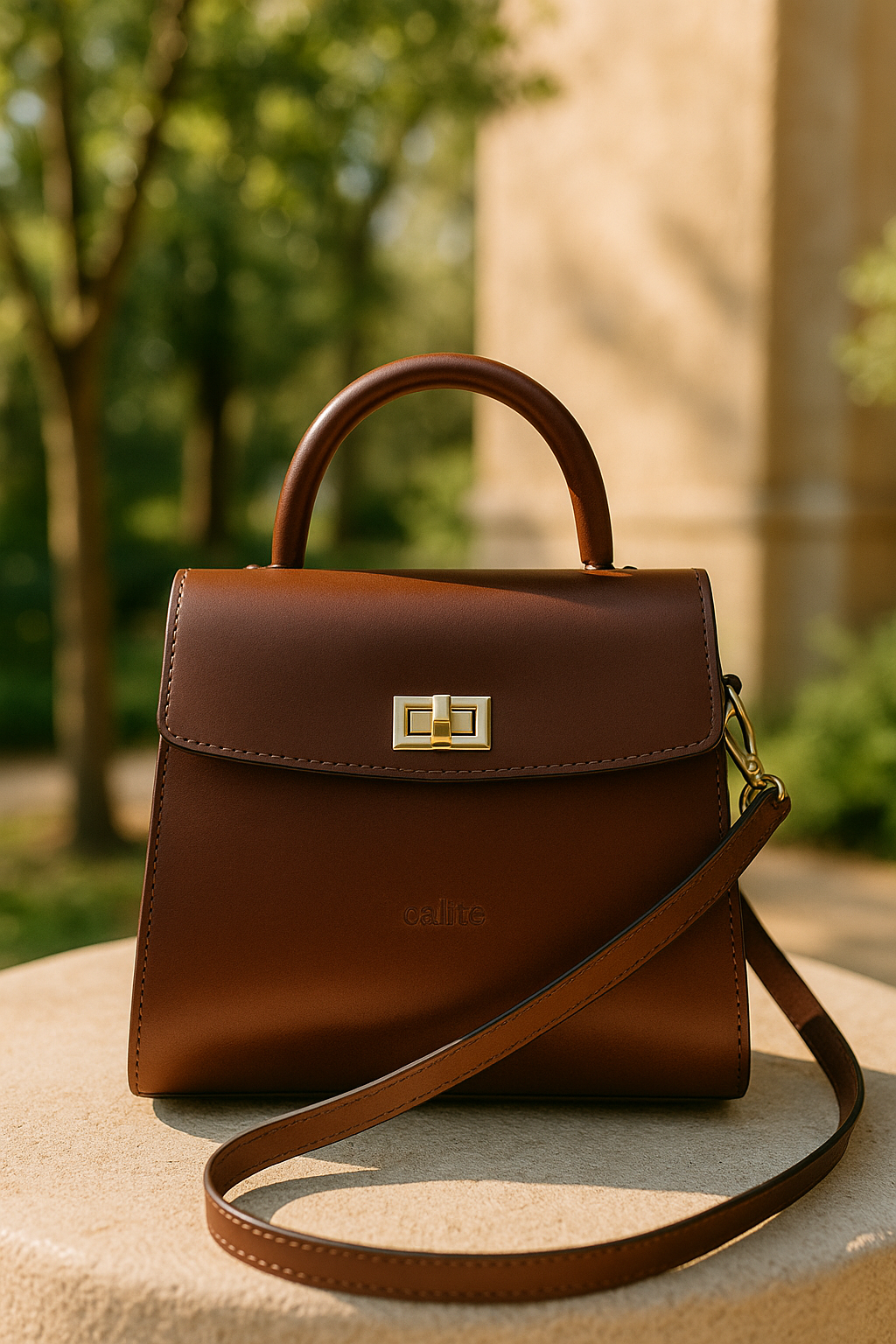 brown color pure leather sling bag for girls and women with glorious finished work. Art: BG-1566