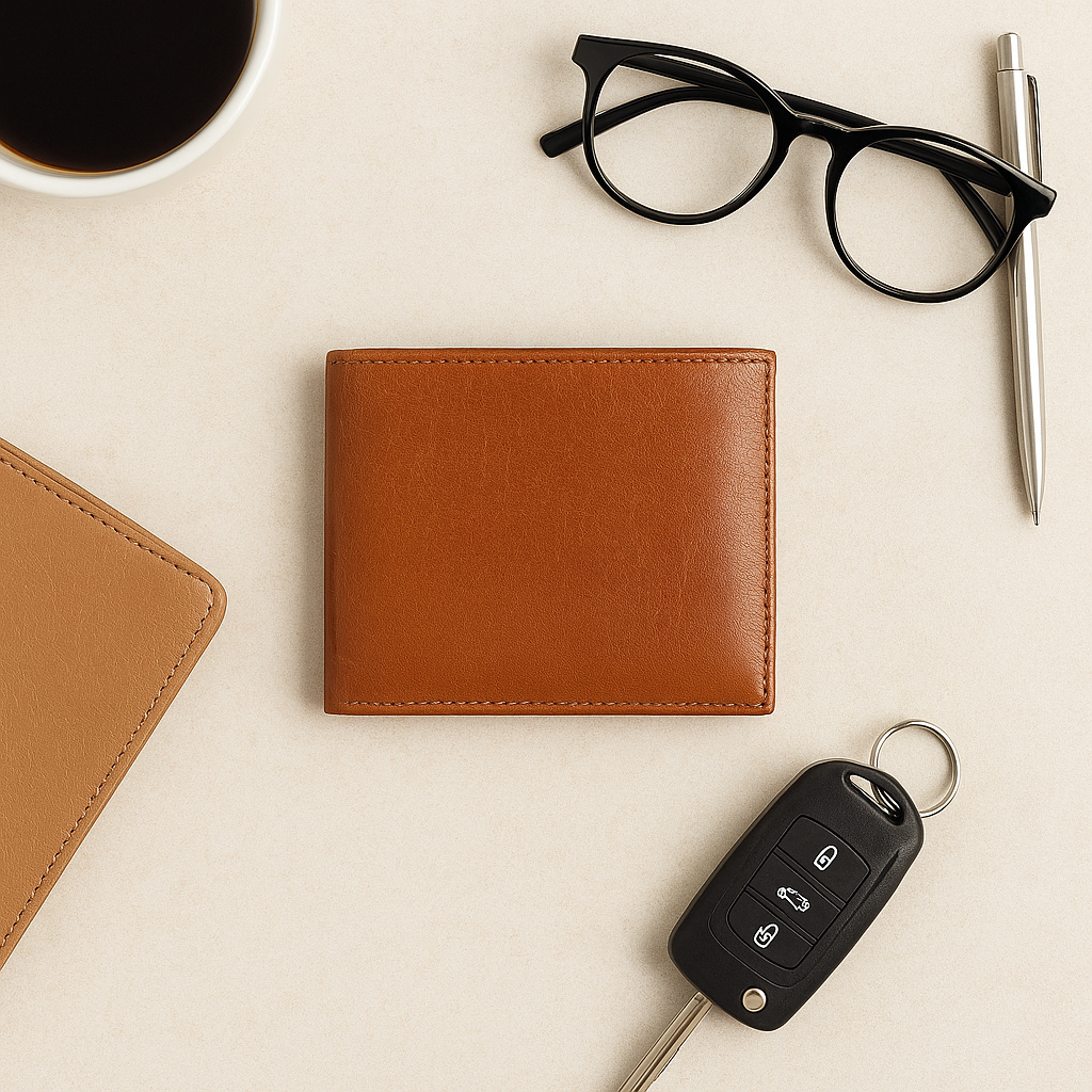 Tan Color Pure Leather Wallet For Men,  Art:- LA-1386