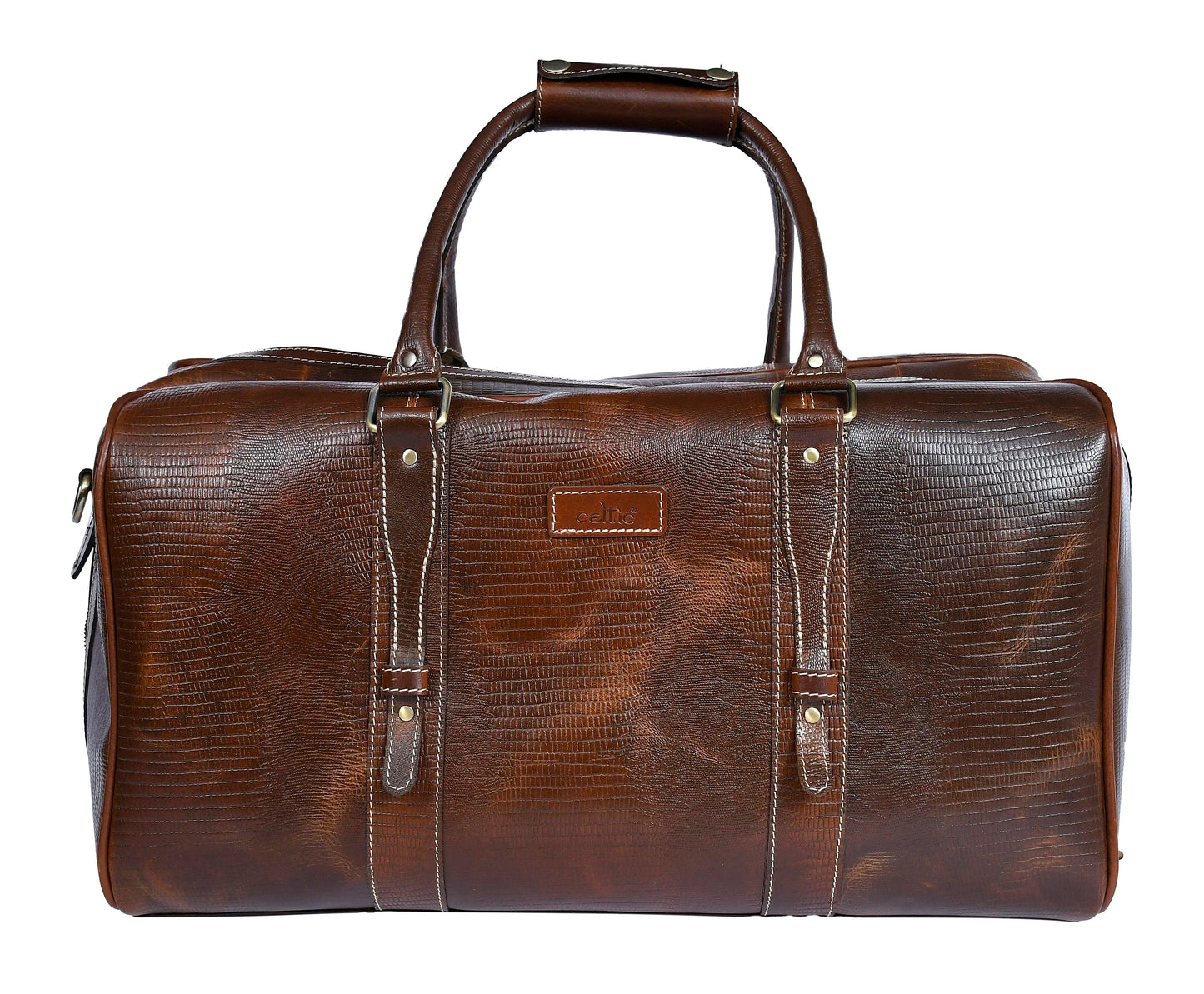  Brown Color Pure Leather Duffel Bag for Travelling | Handmade Weekender Bag - INDIA