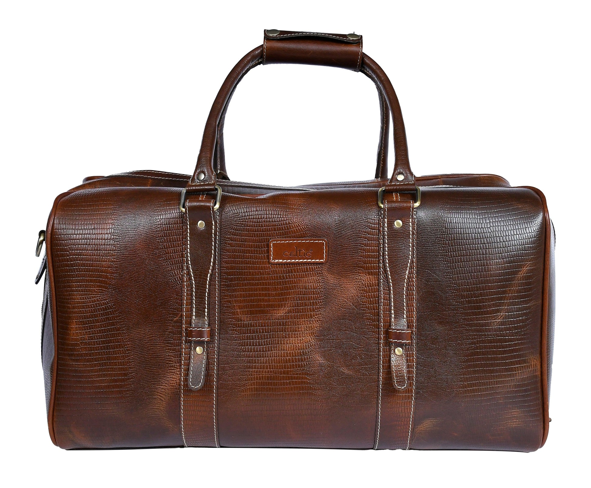  Brown Color Pure Leather Duffel Bag for Travelling | Handmade Weekender Bag - INDIA