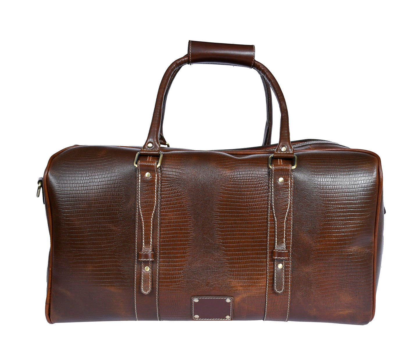  Brown Color Pure Leather Duffel Bag for Travelling | Handmade Weekender Bag - INDIA
