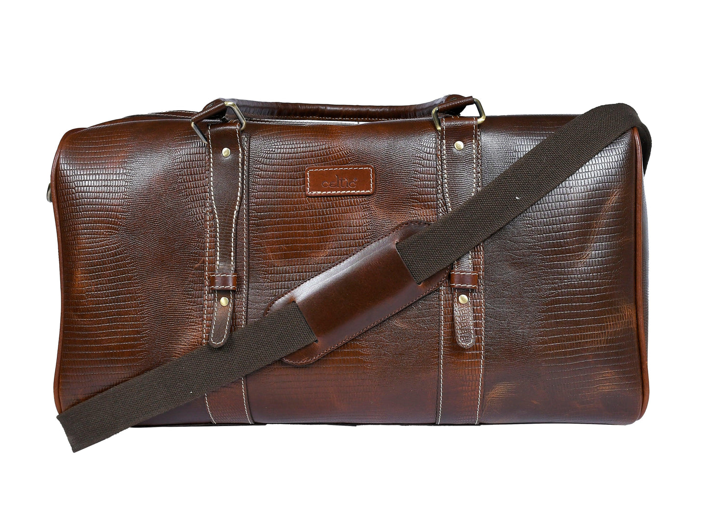 Brown Color Pure Leather Duffel Bag for Travelling | Handmade Weekender Bag - INDIA