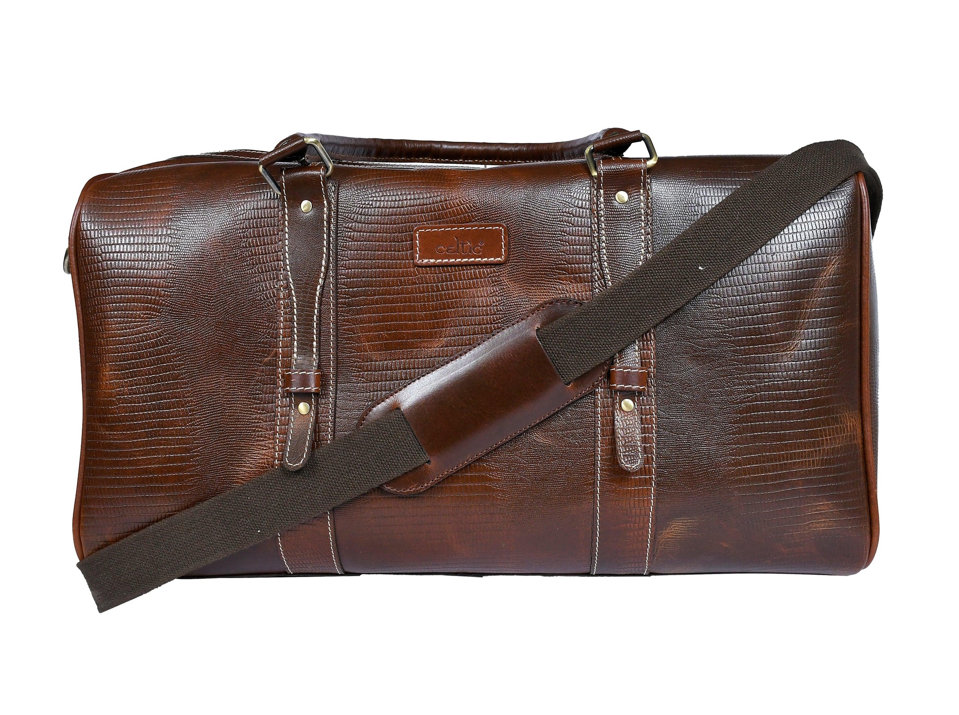  Brown Color Pure Leather Duffel Bag for Travelling | Handmade Weekender Bag - INDIA