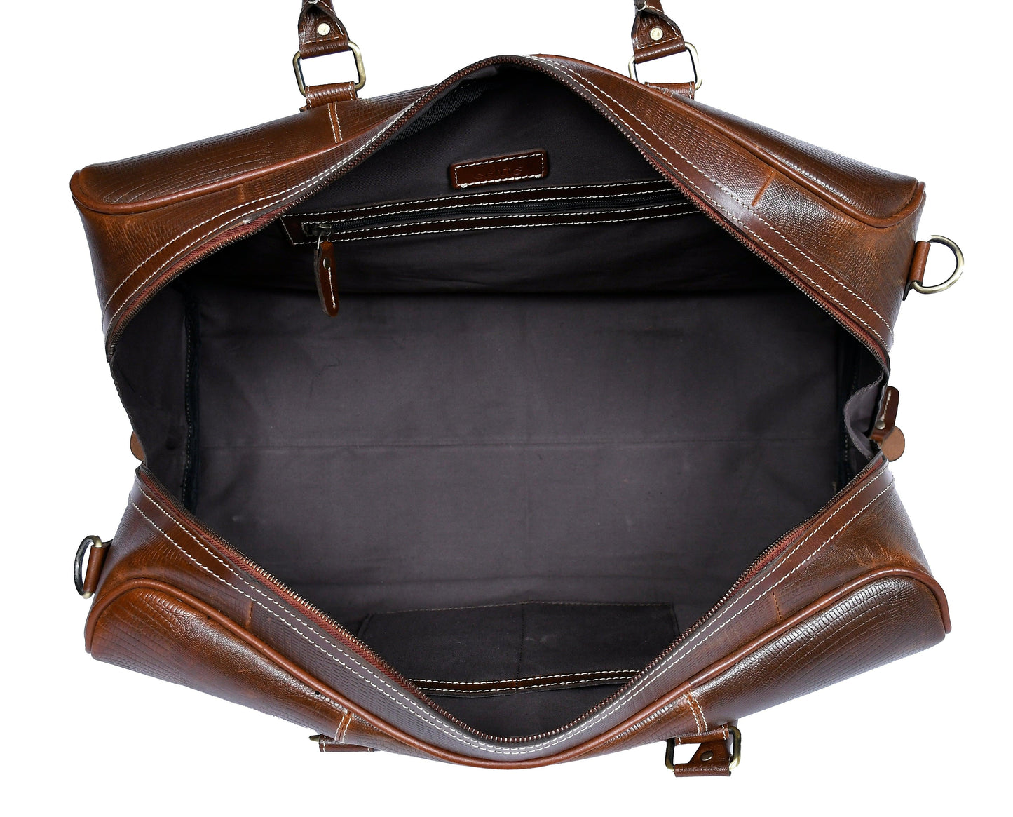  Brown Color Pure Leather Duffel Bag for Travelling | Handmade Weekender Bag - INDIA