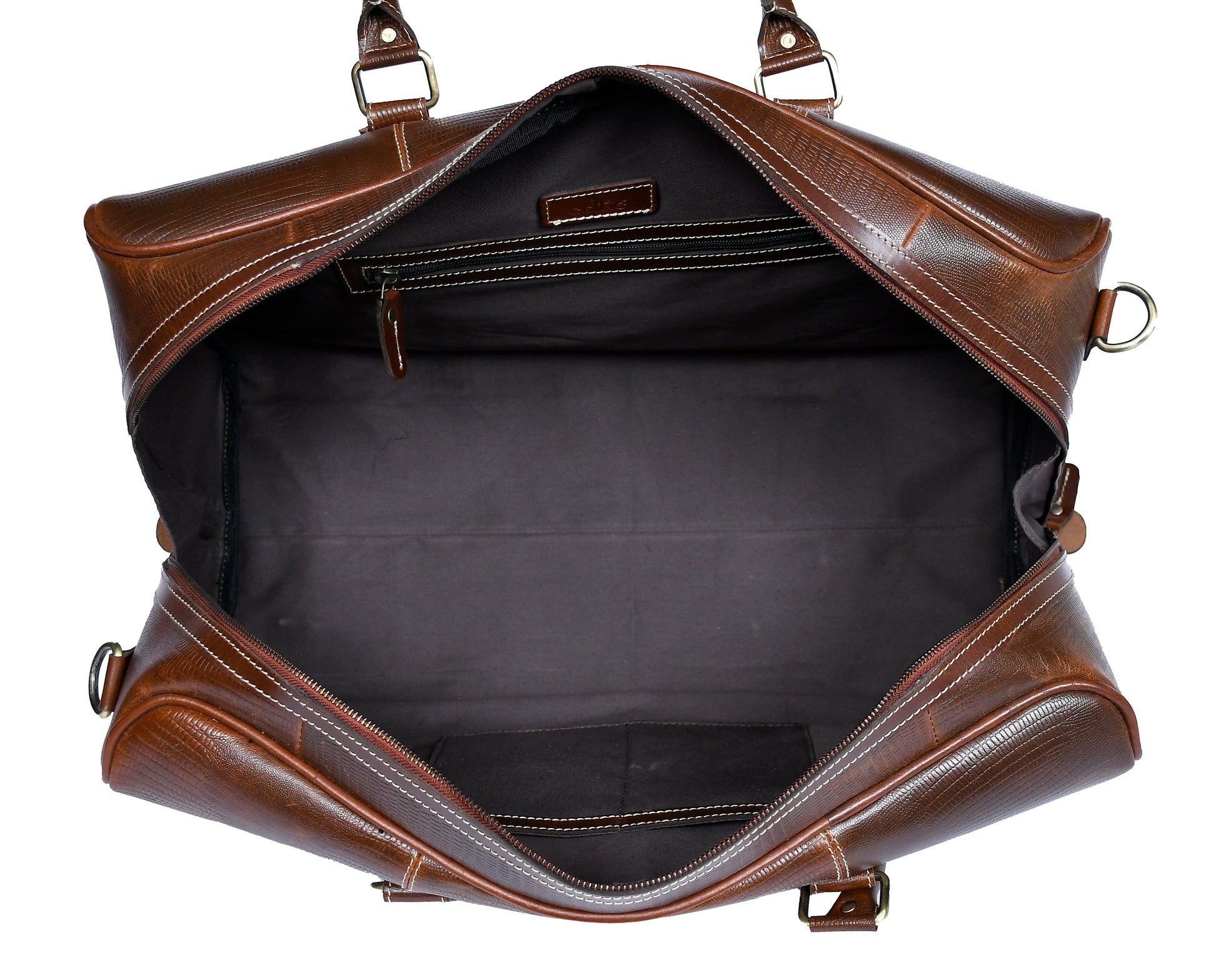  Brown Color Pure Leather Duffel Bag for Travelling | Handmade Weekender Bag - INDIA