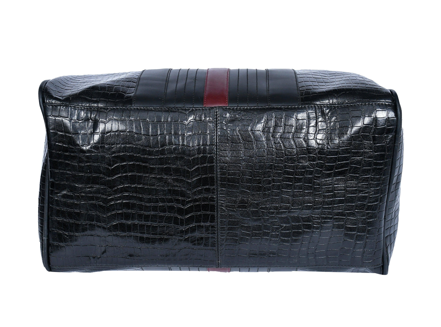  Black Color Pure Leather Duffel Bag for Travelling | Handmade Weekender Bag. - INDIA