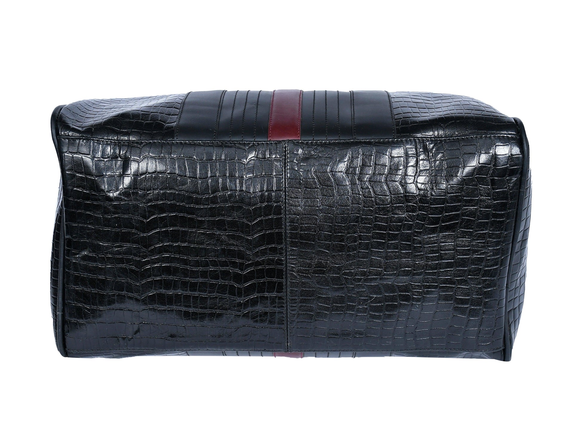  Black Color Pure Leather Duffel Bag for Travelling | Handmade Weekender Bag. - INDIA