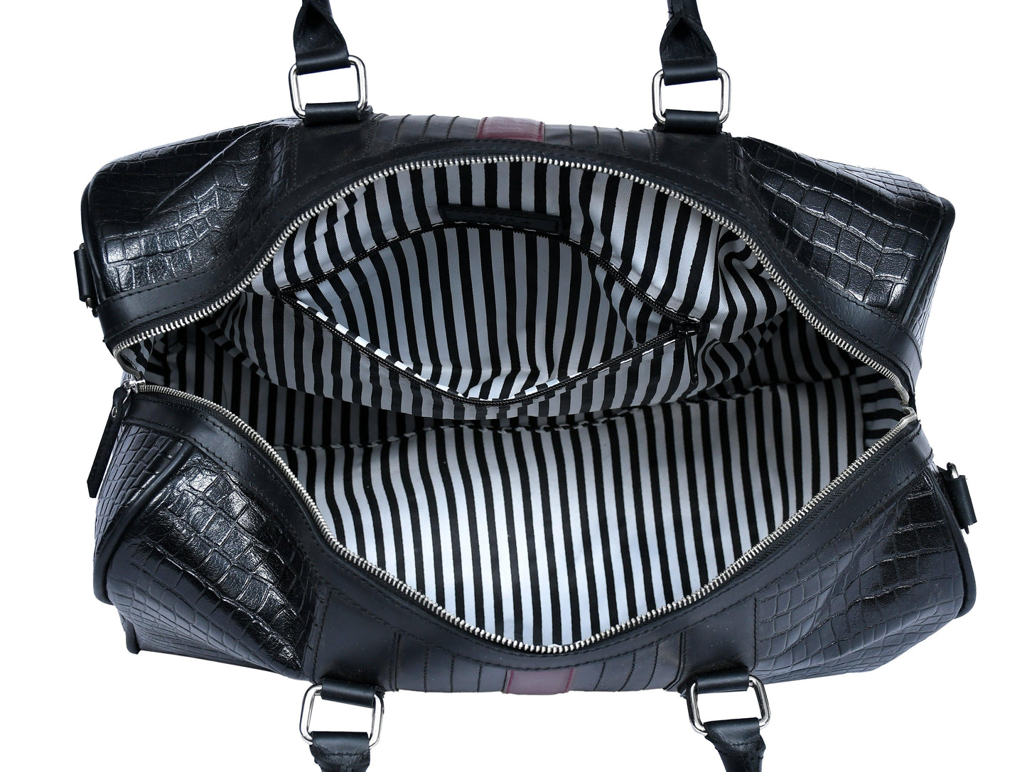  Black Color Pure Leather Duffel Bag for Travelling | Handmade Weekender Bag. - INDIA