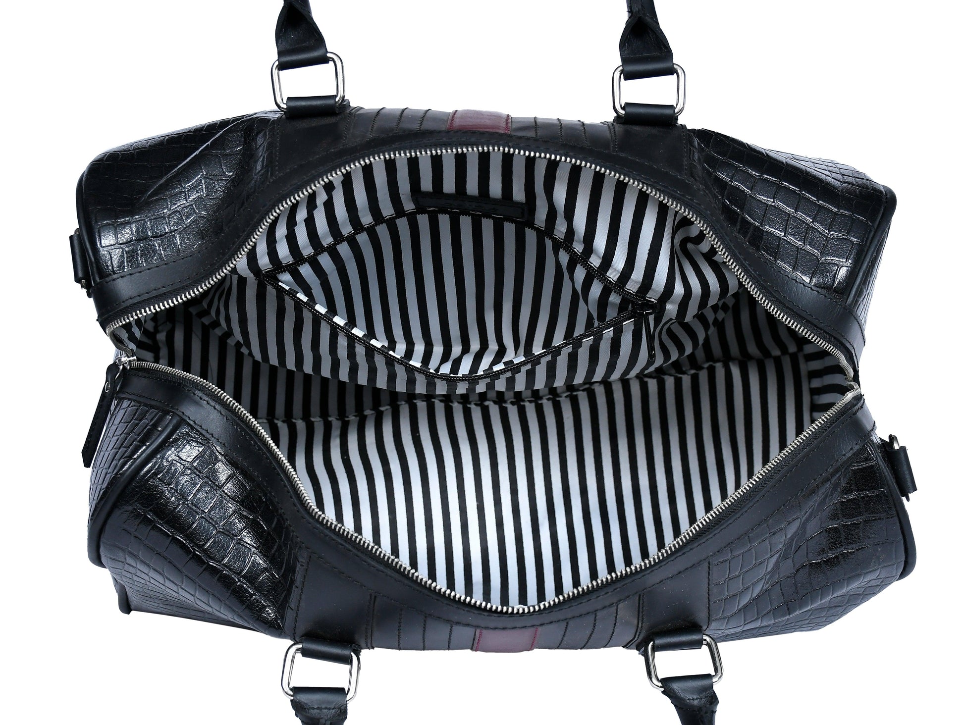  Black Color Pure Leather Duffel Bag for Travelling | Handmade Weekender Bag. - INDIA