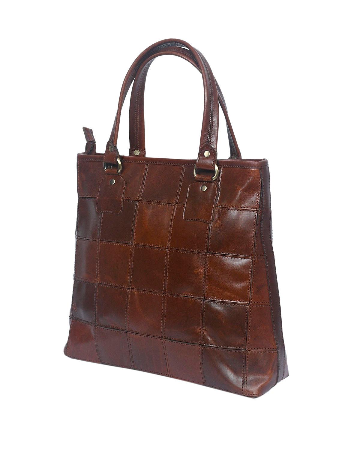  Premium Tote Leather Bag | Color Brown | Gift Bag - INDIA