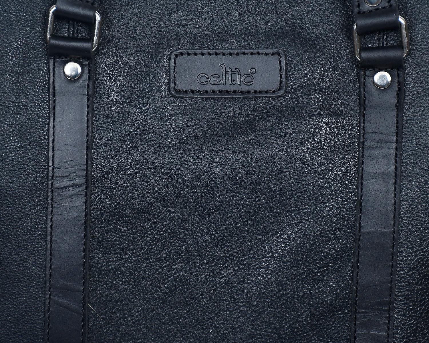  black color pure leather laptop bag for office use with shoulder strap - INDIA