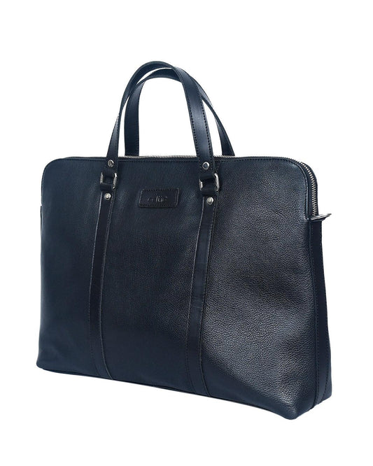  black color pure leather laptop bag for office use with shoulder strap - INDIA